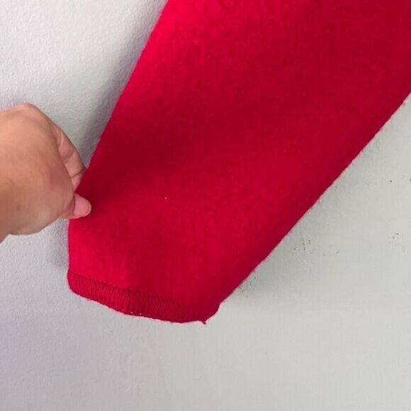 Talbots Womens 100% Wool Cardigan Button Front Long Sleeve Red Size 14 Classic - Picture 4 of 9